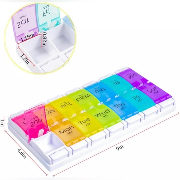 Daily Vitamin Box AM PM Pill Case Organizer Weekly Pop Up 7 Day (8.Rainbow) - Picture 2 of 7